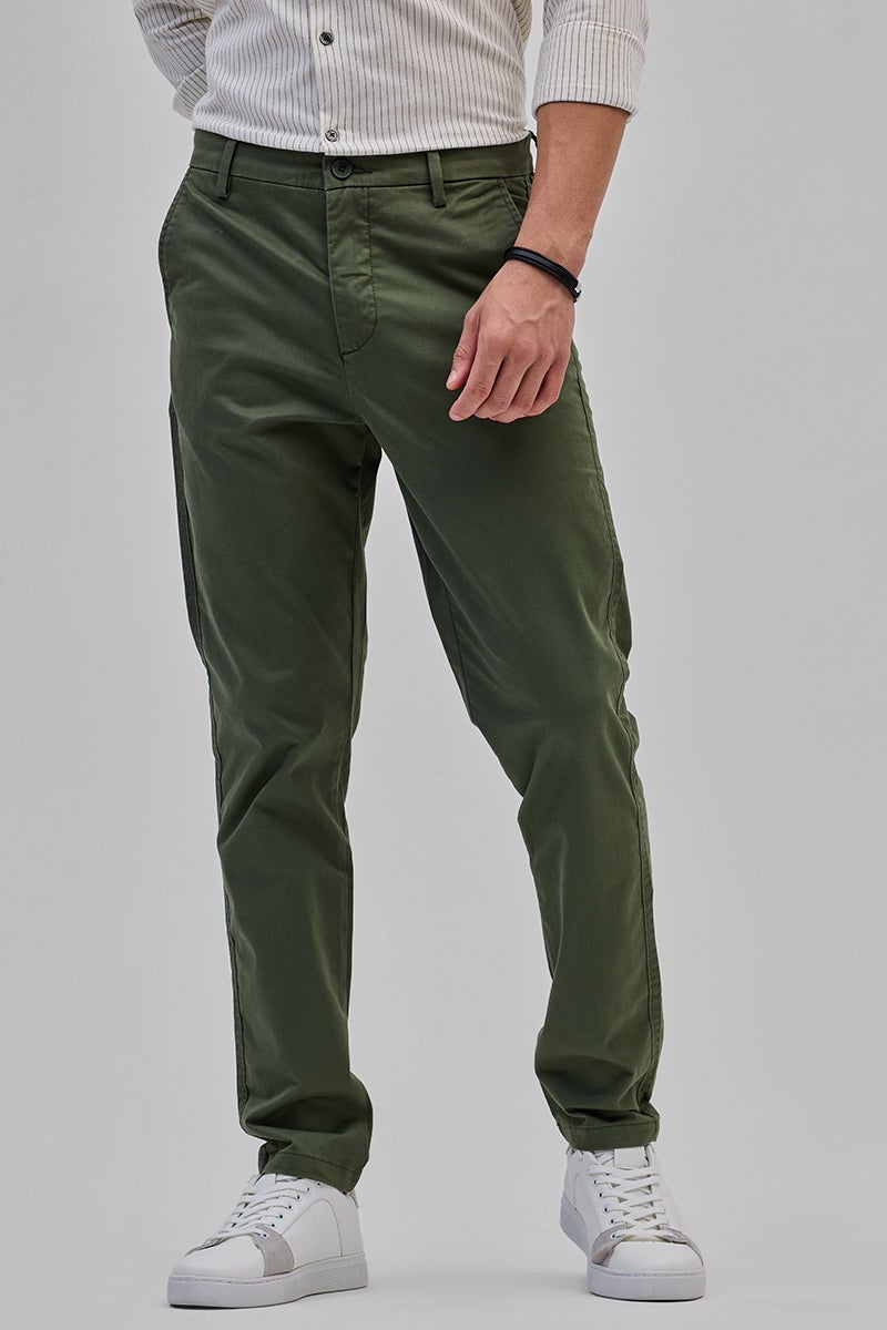 SNITCH Army Green Slim Fit Trousers - Image 1